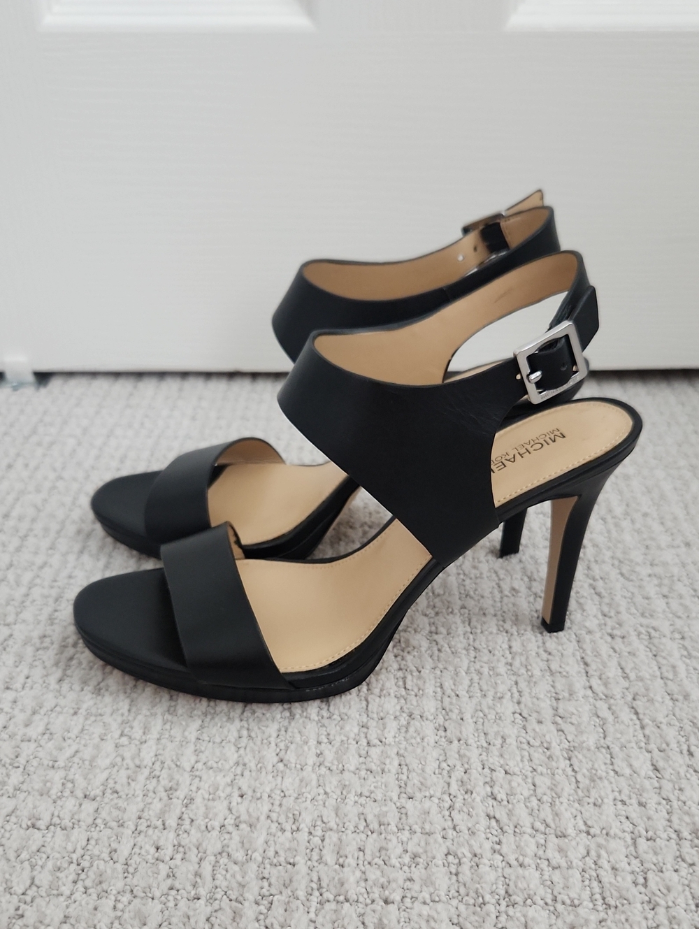 Michael Kors Black Strappy High Heel Sandals with Buckle